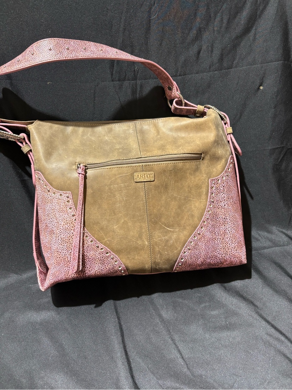 Ariat Brown and Pink Leather Shoulder Bag